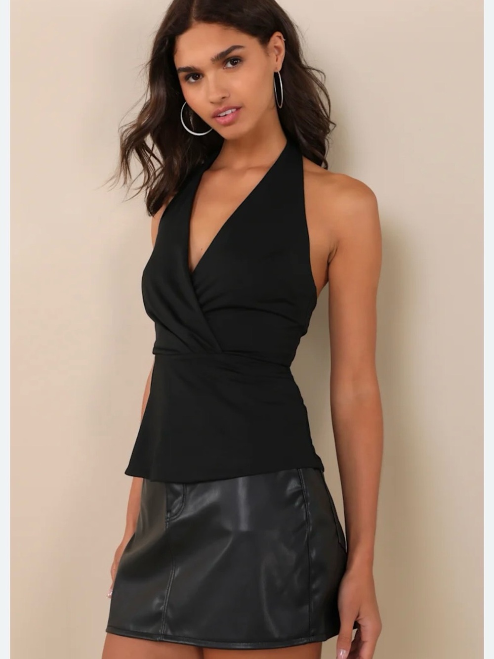Worthington Black Halter Wrap Camisole size 8